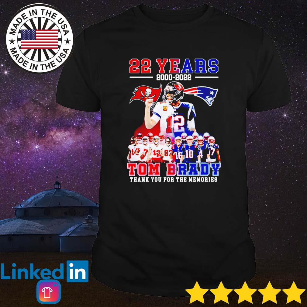 22 years 2000 2022 Tom Brady thank you for the memories shirt, hoodie,  sweater, long sleeve and tank top