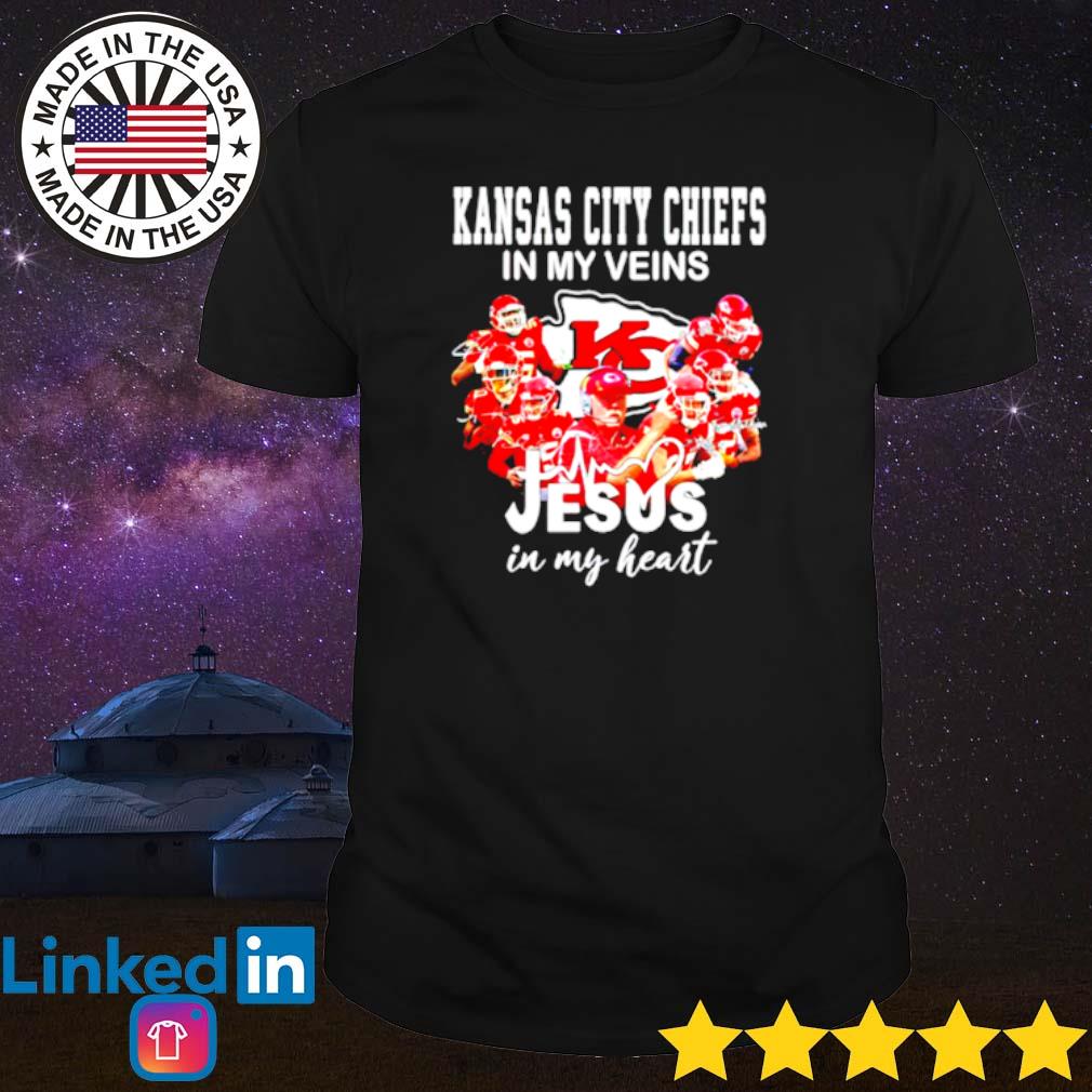 Kansas City Chiefs in my veins Jesus in my heart shirt