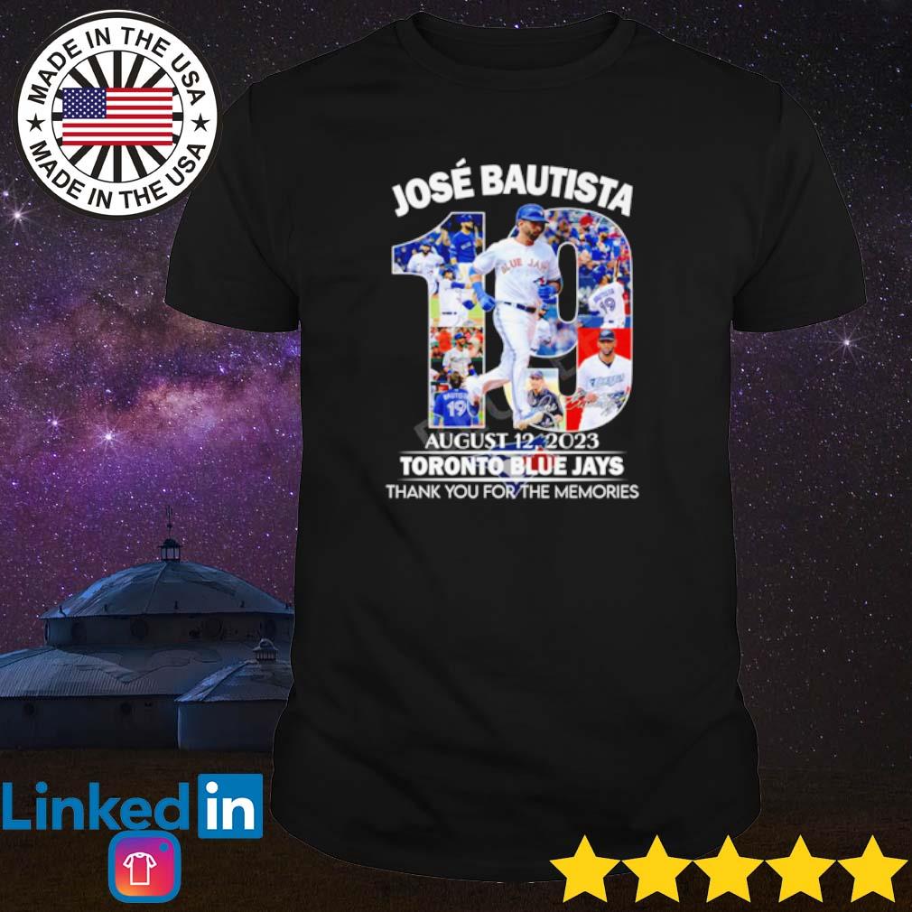 Official jose Bautista 19 August 12 2023 Toronto Blue Jays Thank You For  The Memories Shirt