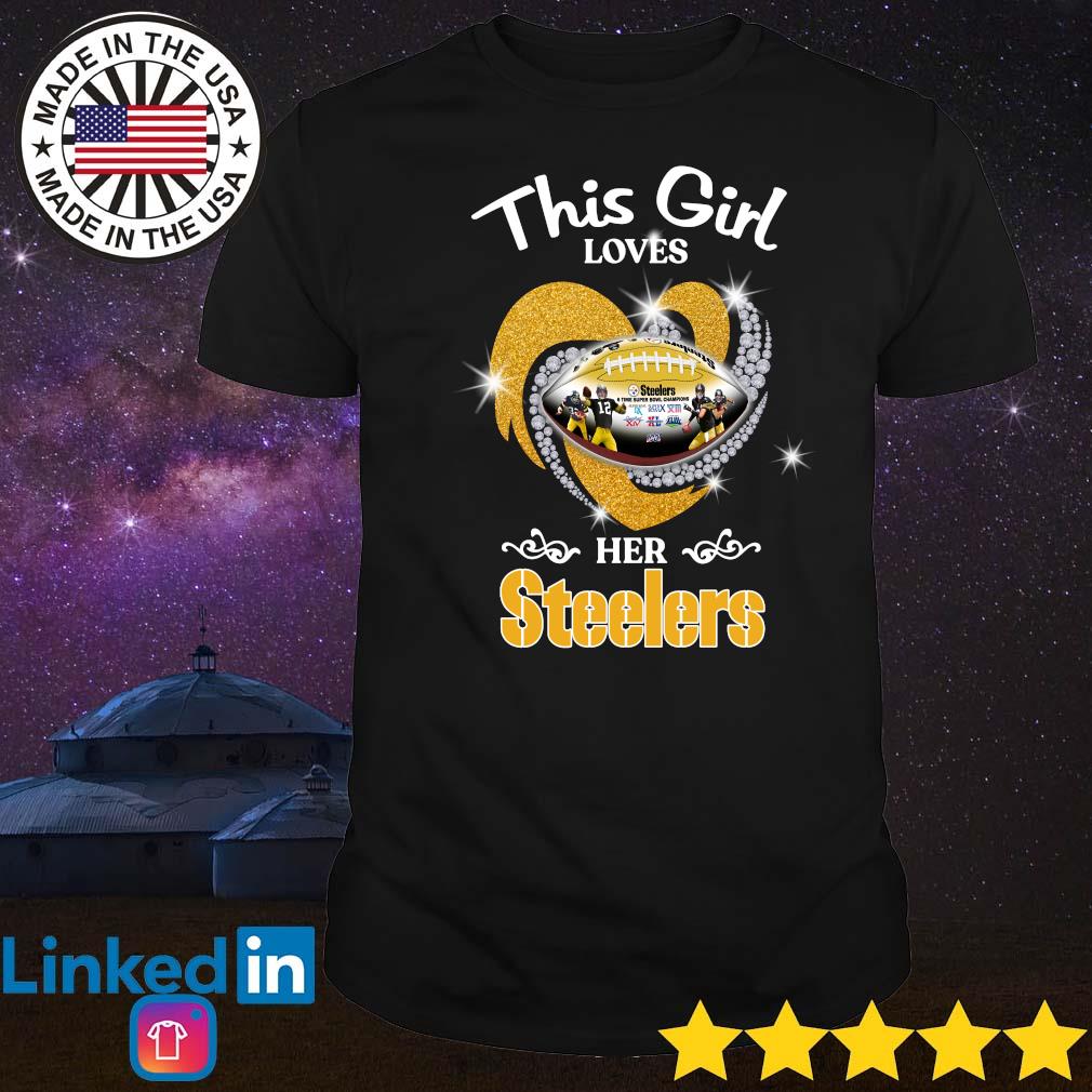 Awesome This girl loves her Pittsburgh Steelers diamond heart shirt