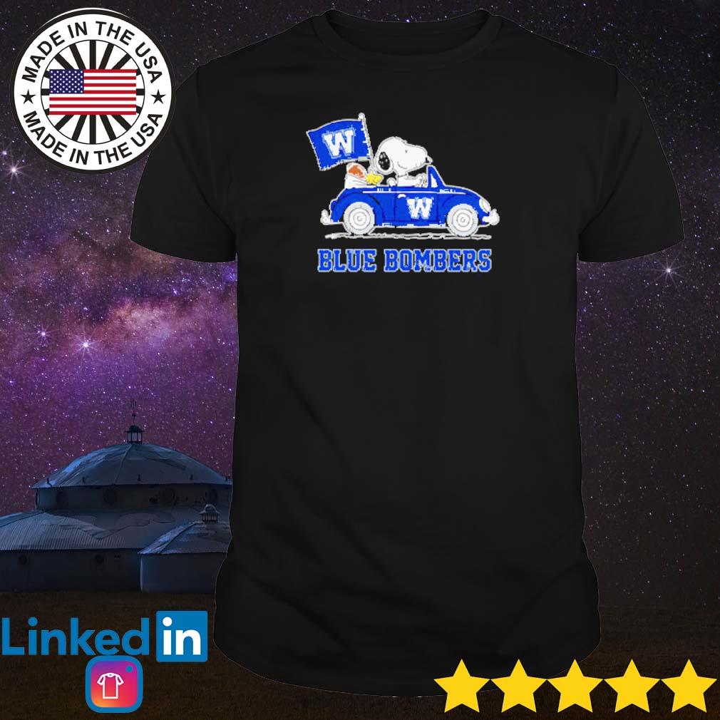 Best Snoopy and Woodstock driving car Winnipeg Blue Bombers shirt