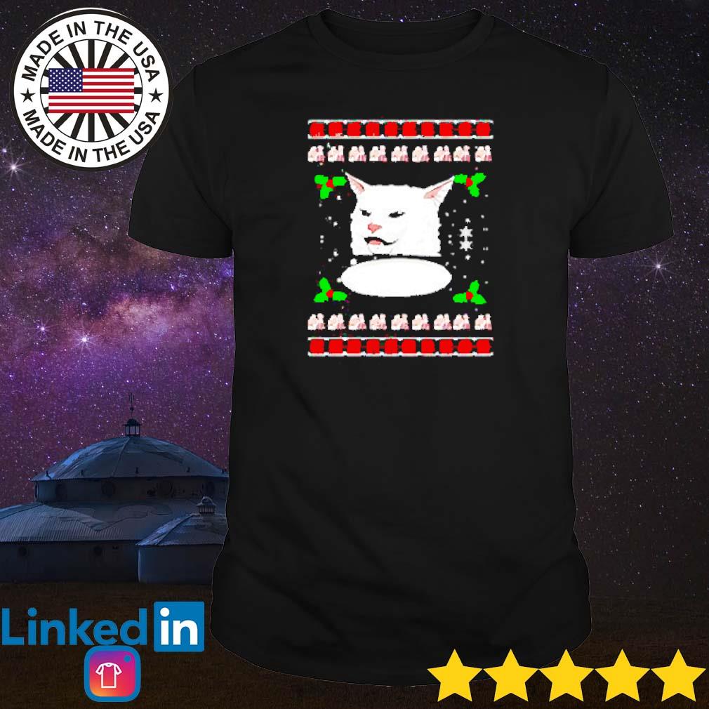 Funny Woman Yelling Cat meme ugly Christmas shirt
