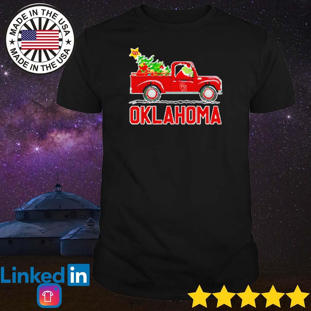 Original Grinch and Max driving car Oklahoma Sooners Christmas shirt