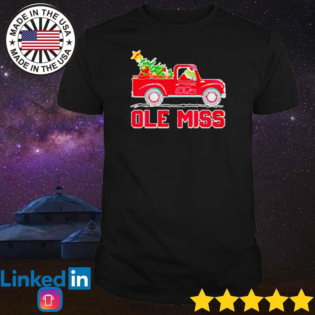 Premium Grinch and Max driving car Ole Miss Rebels Christmas shirt