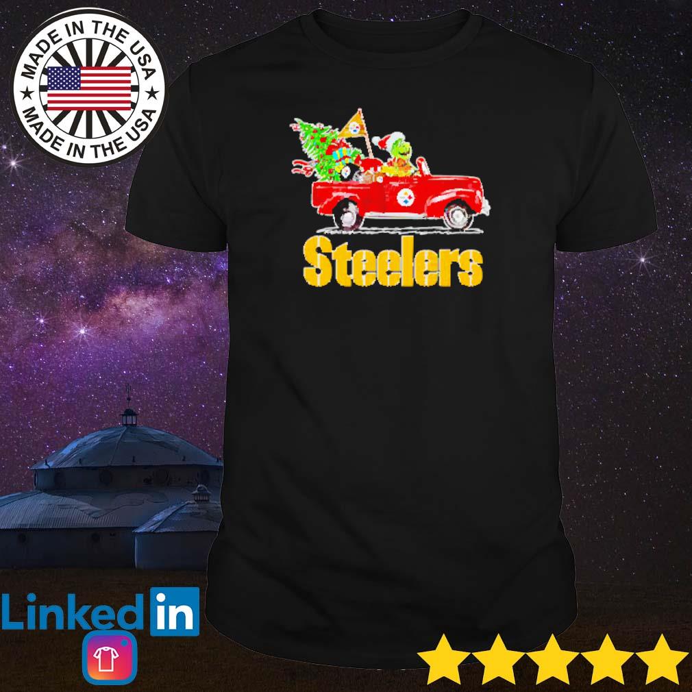 Top Grinch and Max driving car Pittsburgh Steelers Christmas shirt