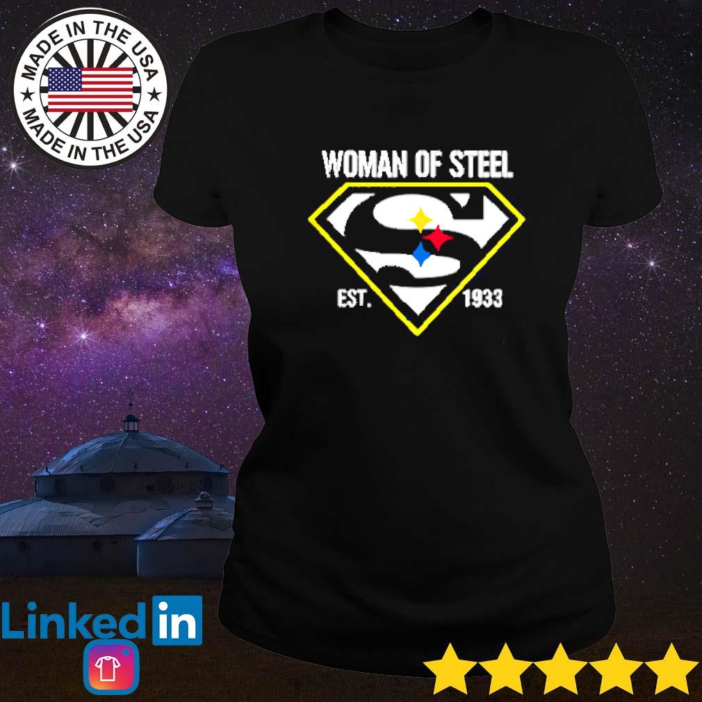 Pittsburgh Steelers superman woman of steel est 1933 shirt, hoodie,  sweater, long sleeve and tank top